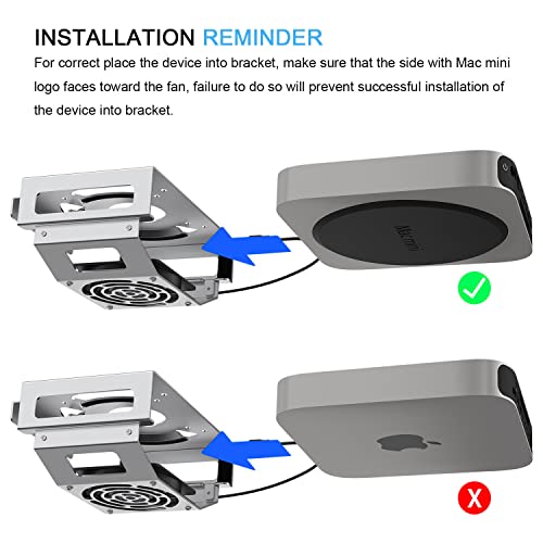 IFCASE Mac mini Cooling Fan Mount, IFCASE Behind Monitor, Under Desk, Wall Mount Cooling Fan Stand for Mac mini 2010 to 2023 M2, Compatible VESA Holder with Anti-Scratch Pad (Silver) - Image 4