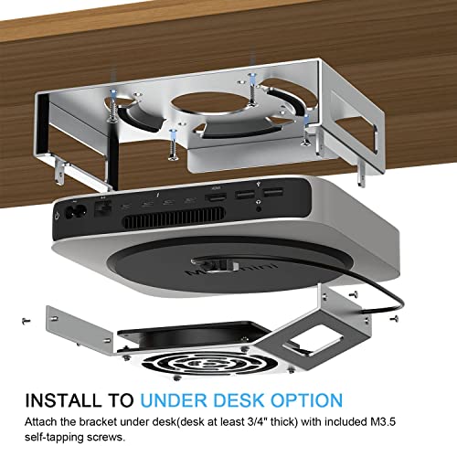 IFCASE Mac mini Cooling Fan Mount, IFCASE Behind Monitor, Under Desk, Wall Mount Cooling Fan Stand for Mac mini 2010 to 2023 M2, Compatible VESA Holder with Anti-Scratch Pad (Silver) - Image 3