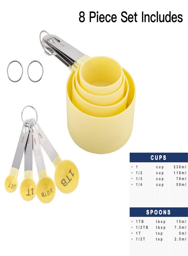 BLEWAY Easy to Read Measuring Cups & Spoons Set for Visually Impaired, Stackable Cups and Spoons, Nesting Measure Cups with Stainless Steel Handle (Yellow) - Image 3