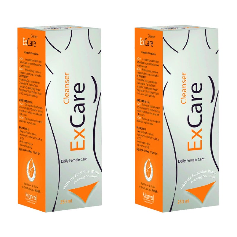 Generic ExCare Vaginal Cleanser Daily Female Care, Intimate Feminine Wash Foaming Solution, Peach Scent, 250ml, 2 Packs, Sale 10%