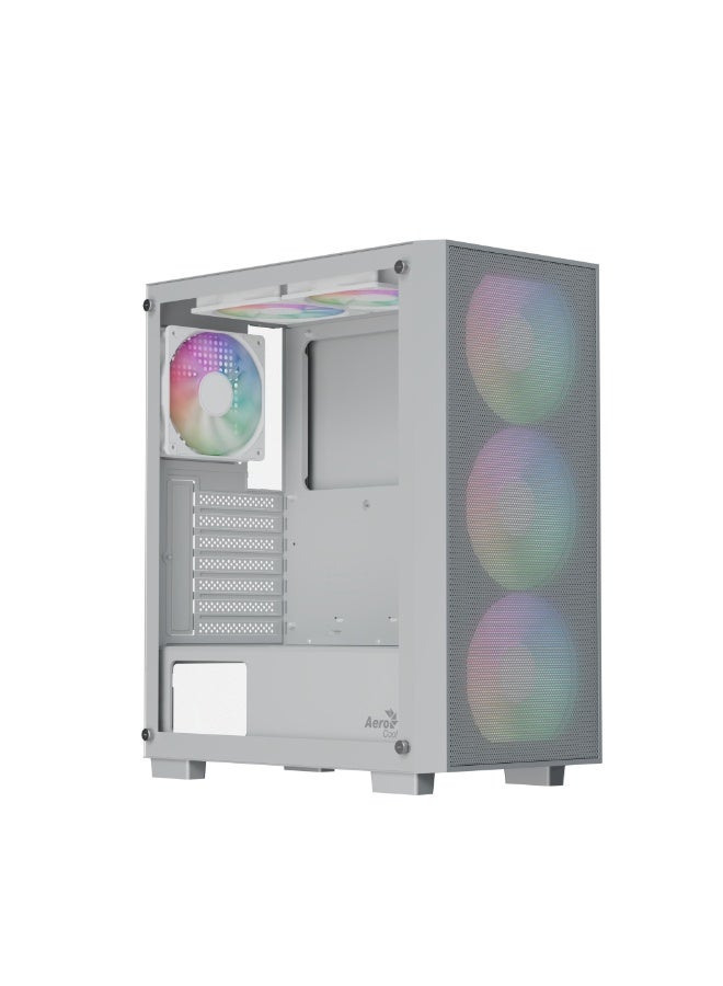 AeroCool B509A Flow-G-WT-v1 | Mid Tower PC Case | 6x ARGB Fans | Full Mesh Front | Tempered Glass | ATX/m-ATX/ITX | White - Image 5
