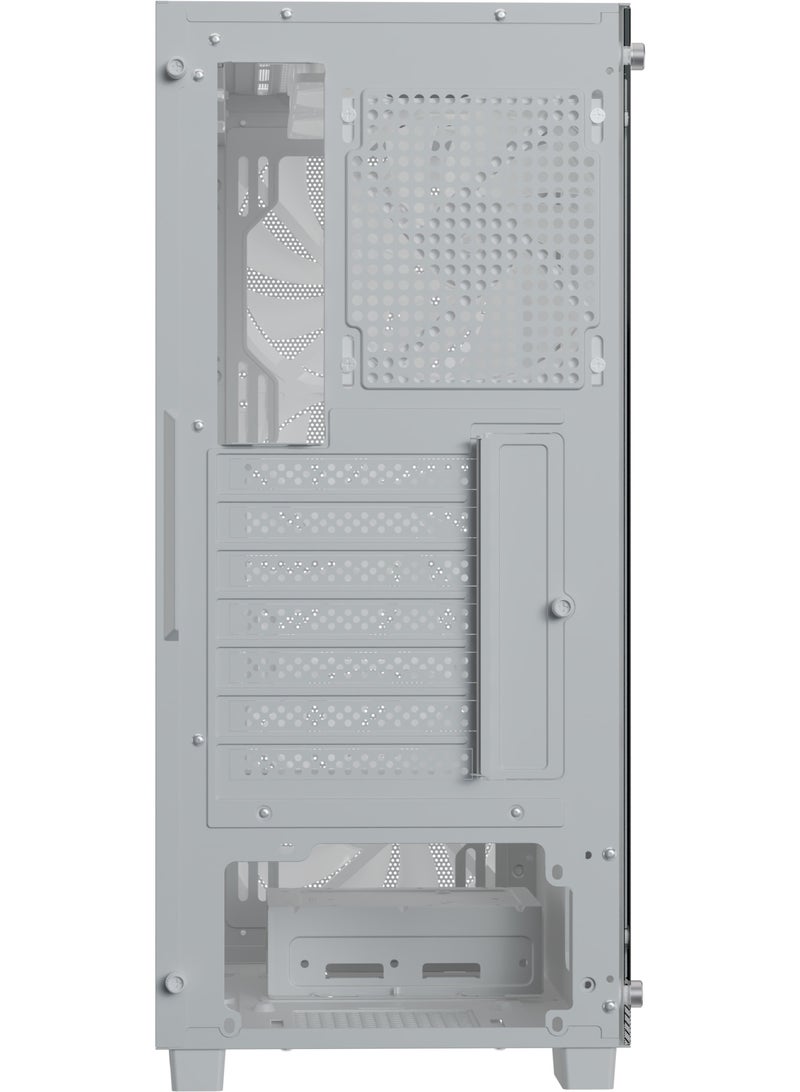AeroCool B509A Flow-G-WT-v1 | Mid Tower PC Case | 6x ARGB Fans | Full Mesh Front | Tempered Glass | ATX/m-ATX/ITX | White - Image 3