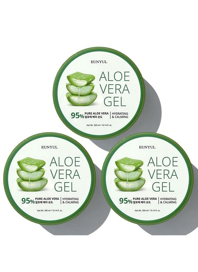 Eunyul [Pack Of 3] Aloe Vera Soothing Gel 95% 10. 14 Fl. Oz. / 300Ml X 3Ea Korean Skincare Body Care After Sunburn  - Image 1