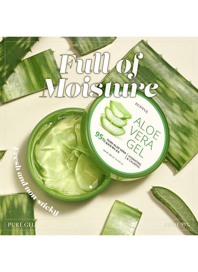 Eunyul [Pack Of 3] Aloe Vera Soothing Gel 95% 10. 14 Fl. Oz. / 300Ml X 3Ea Korean Skincare Body Care After Sunburn  - Image 2