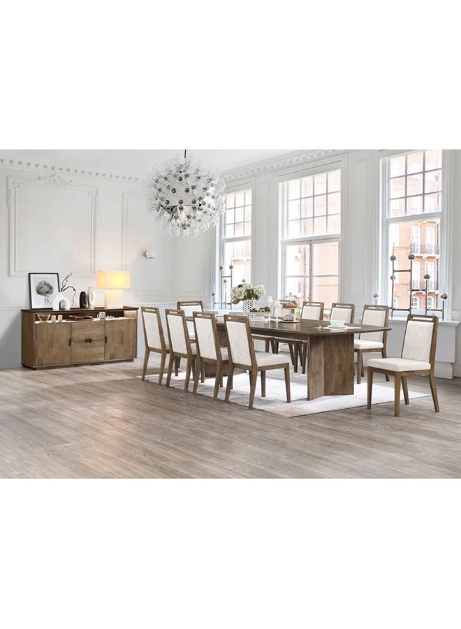 DANUBE HOME Addison 11 Piece Rectangular Dining Set Sturdy Kitchen Dining Table With 10 Dining Chairs Made In Malaysia 1 Plus 10 Seater Modern Design Furniture for Home Dining Room Oak / Beige  - Image 2