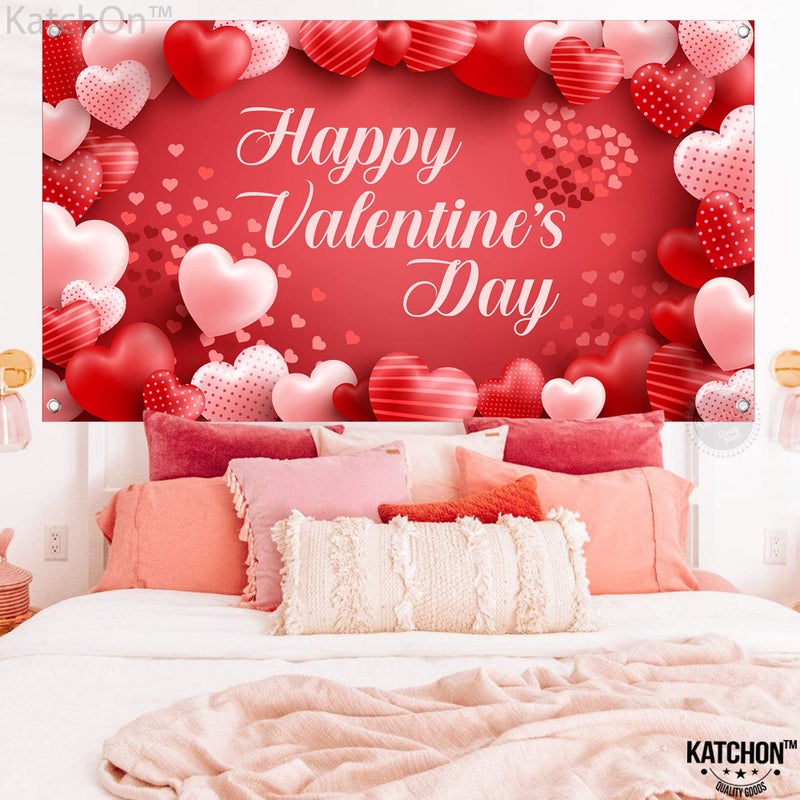 KatchOn, Happy Valentines Day Banner - XtraLarge 72x44 Inch | Happy Valentines Day Backdrop for Photography | Valentines Day Decorations Backdrop | Heart Valentine Banners for Valentines Decorations - Image 4