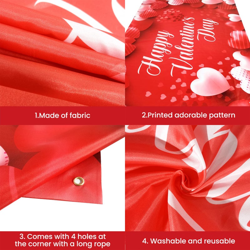 KatchOn, Happy Valentines Day Banner - XtraLarge 72x44 Inch | Happy Valentines Day Backdrop for Photography | Valentines Day Decorations Backdrop | Heart Valentine Banners for Valentines Decorations - Image 3