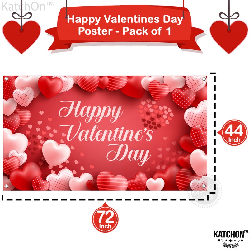 KatchOn, Happy Valentines Day Banner - XtraLarge 72x44 Inch | Happy Valentines Day Backdrop for Photography | Valentines Day Decorations Backdrop | Heart Valentine Banners for Valentines Decorations - Image 2