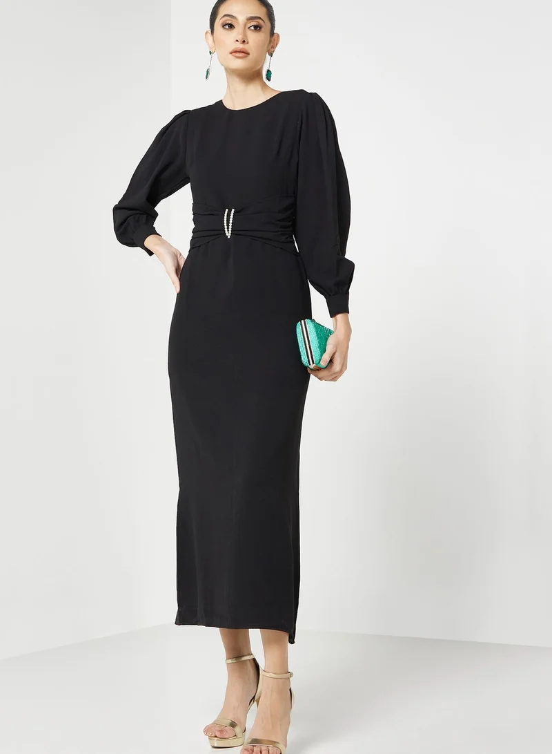 Khizana Embellished Belt Shift Dress