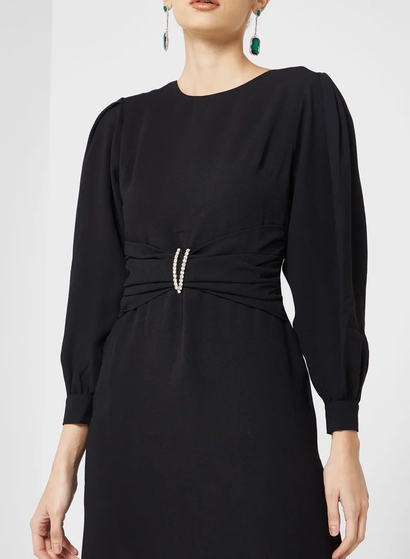 Khizana Embellished Belt Shift Dress