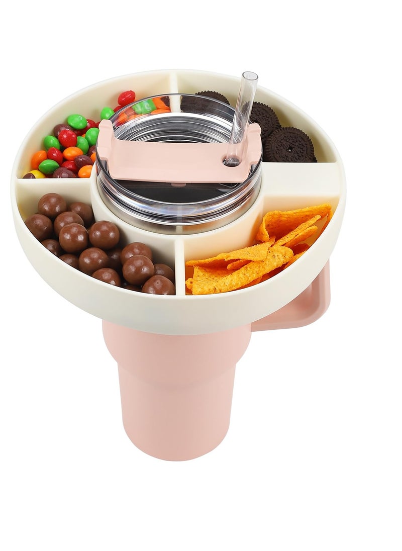 KASTWAVE 40oz Snack Bowl for Stanley Cup, Reusable Snack Ring Compatible, Tumbler with Handle, Cute Water Bottle Accessories with Long Silione, White  - Image 1