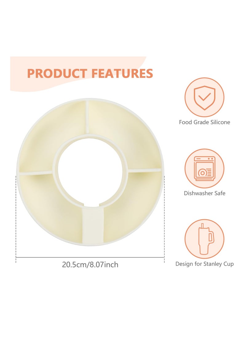 KASTWAVE 40oz Snack Bowl for Stanley Cup, Reusable Snack Ring Compatible, Tumbler with Handle, Cute Water Bottle Accessories with Long Silione, White  - Image 4