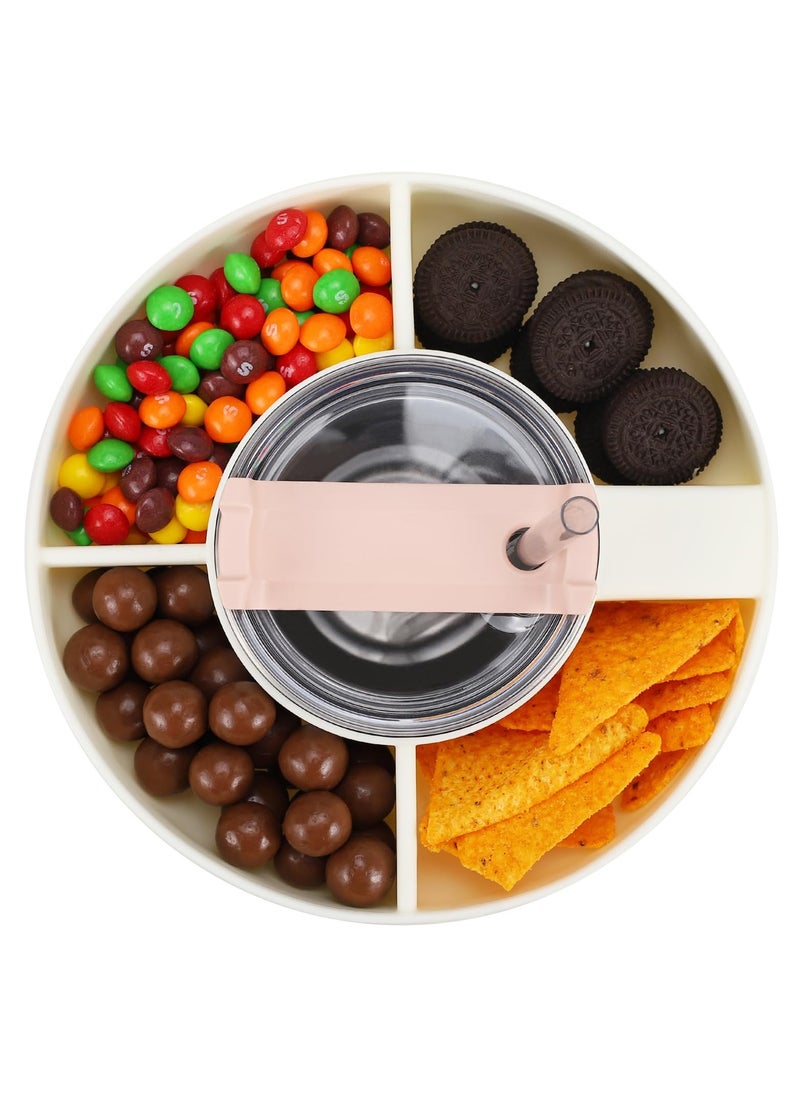 KASTWAVE 40oz Snack Bowl for Stanley Cup, Reusable Snack Ring Compatible, Tumbler with Handle, Cute Water Bottle Accessories with Long Silione, White  - Image 2