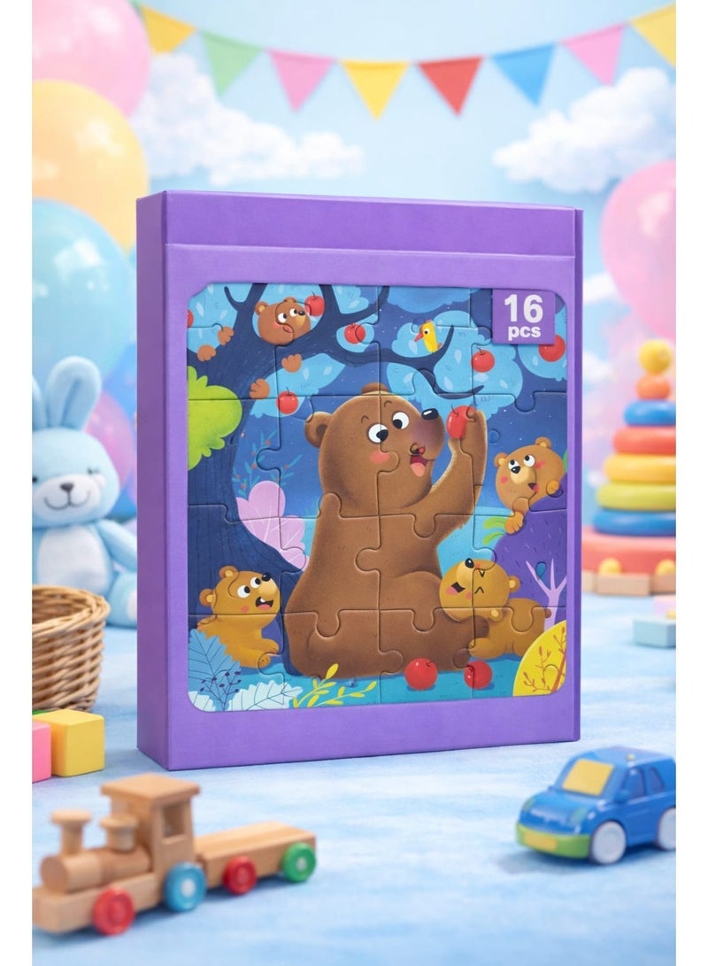 3-in-1 Animal Kids Jigsaw Puzzle Set – Bear (16 Pcs), Crocodile (20 Pcs), Tiger (25 Pcs) | Educational Learning Puzzle for 3+ Years | Brain Development & Motor Skills Toy - Image 2