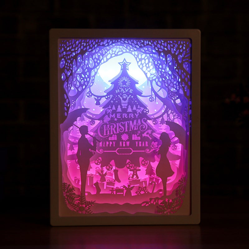3D Paper Carving Night Light 6-Inch Mini Size Gentle Calming Glow - Low Power Consumption Papercut Light Boxes for Kids Bedtime Home Decor - Image 1