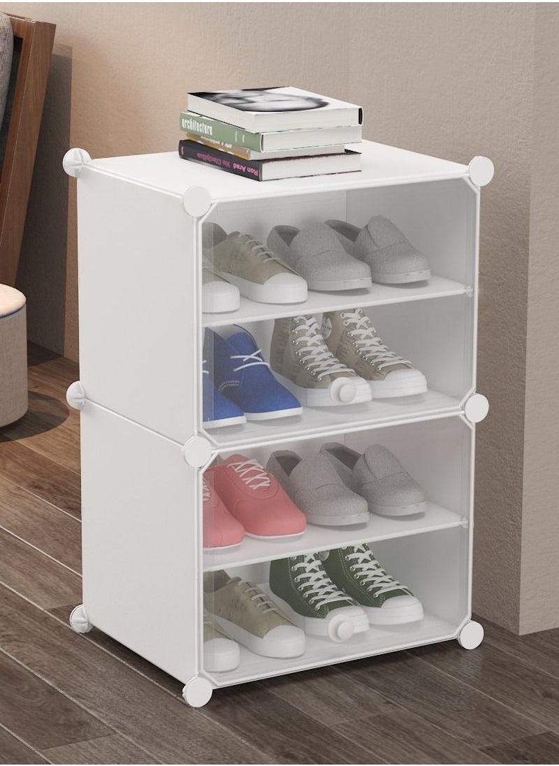 XiuWoo 4-Tier Shoe Rack Organizer, Shoe Storage Cabinet 8 Pair Plastic Shoe Organizer Shoe Shelves for Closet Hallway Bedroom Entryway  - Image 1