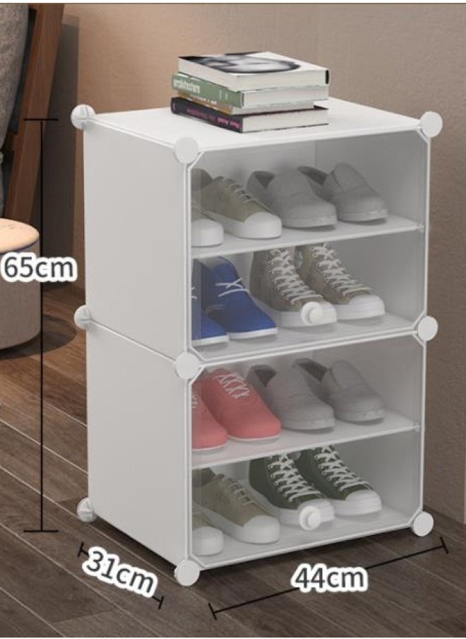 XiuWoo 4-Tier Shoe Rack Organizer, Shoe Storage Cabinet 8 Pair Plastic Shoe Organizer Shoe Shelves for Closet Hallway Bedroom Entryway  - Image 5