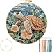FONNUY Sea Turtle Floral Embroidery Kit Cross Stitch Kits for Beginners Handmade Crafts with Printed Patterns for Adults Easy to Follow Color Thread Needlework 8 Hoop Turtle and Flowers - Image 2