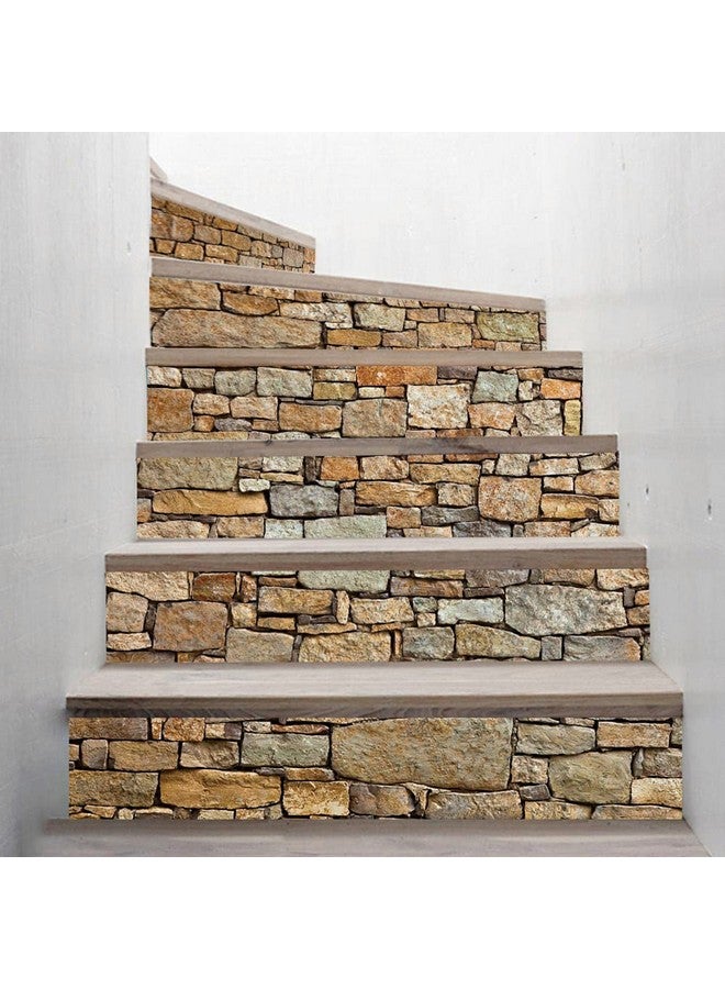 TUOKING 6 Strips Stair Stickers Vinyl Selfadhesive Refurbished Staircase Decals 39.37 X 7.08 Inch For 6 Steps Stone Pattern - Image 5