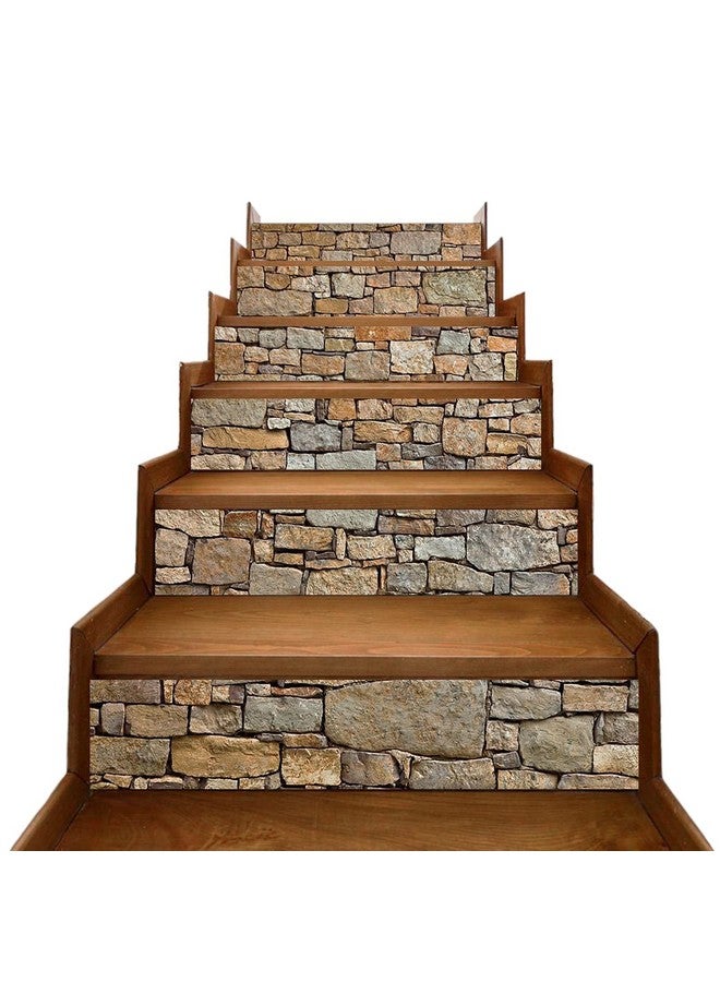 TUOKING 6 Strips Stair Stickers Vinyl Selfadhesive Refurbished Staircase Decals 39.37 X 7.08 Inch For 6 Steps Stone Pattern - Image 1
