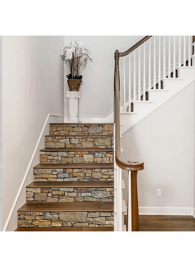 TUOKING 6 Strips Stair Stickers Vinyl Selfadhesive Refurbished Staircase Decals 39.37 X 7.08 Inch For 6 Steps Stone Pattern - Image 4