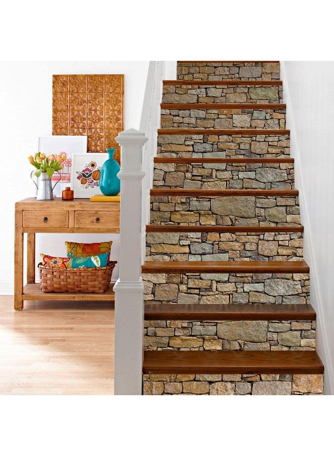TUOKING 6 Strips Stair Stickers Vinyl Selfadhesive Refurbished Staircase Decals 39.37 X 7.08 Inch For 6 Steps Stone Pattern - Image 3