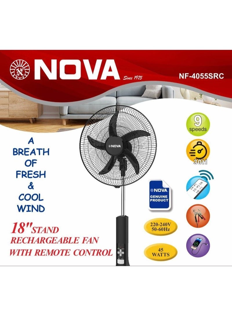 Nova مروحة طاولة قابلة لإعادة الشحن NOVA NF-4055SRC مع عمر بطارية يصل إلى 30 ساعة - Image 1