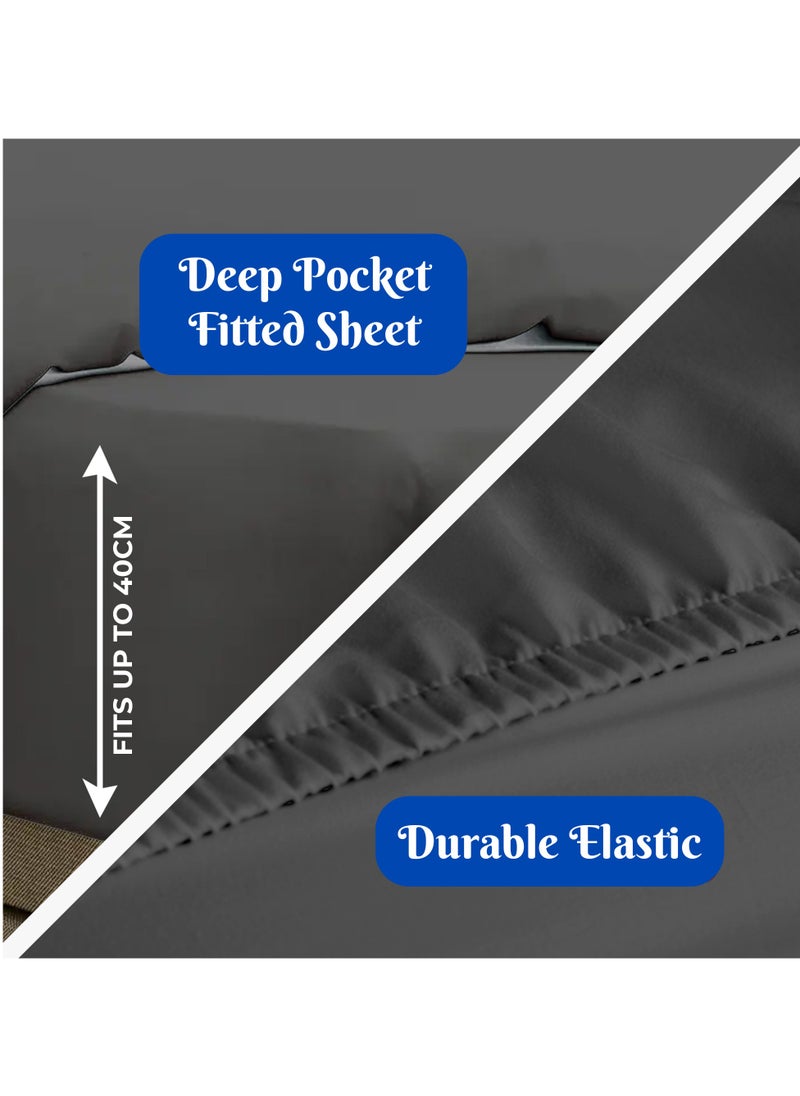 Infinitee Xclusives Premium Grey King Sheets Set - 1800 TC Series 4 Piece Bed Sheets - Soft Brushed Microfiber Fabric - 16 Inches Deep Pockets Sheets Wrinkle Free & Fade Resistant by Infinitee Xclusives  - Image 4