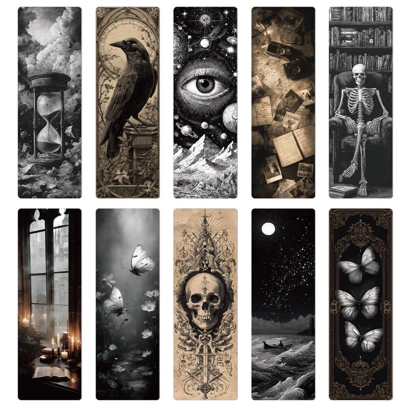 Wxiben Dark Academia Bookmarks Gifts - 100 Pcs Vintage Gothic Book Mark Dark Romance Bookmark Skull Witchy Page Marker Clip Gifts for Women Men Book Lovers Students Teachers Bookish Reading - Image 1