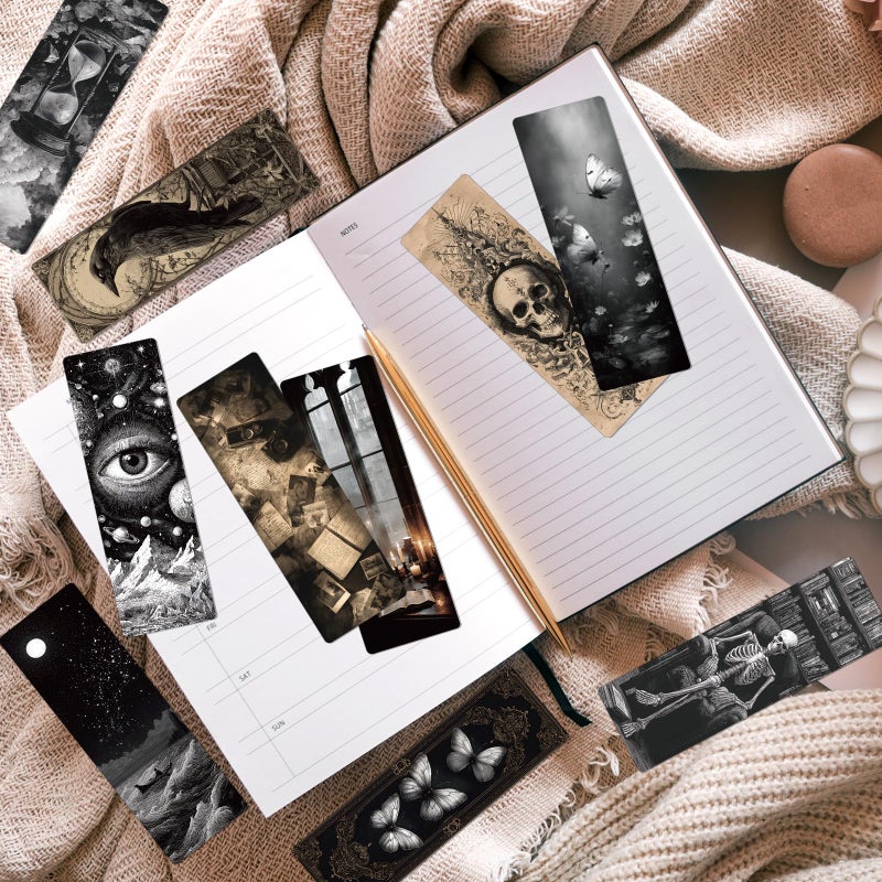 Wxiben Dark Academia Bookmarks Gifts - 100 Pcs Vintage Gothic Book Mark Dark Romance Bookmark Skull Witchy Page Marker Clip Gifts for Women Men Book Lovers Students Teachers Bookish Reading - Image 5