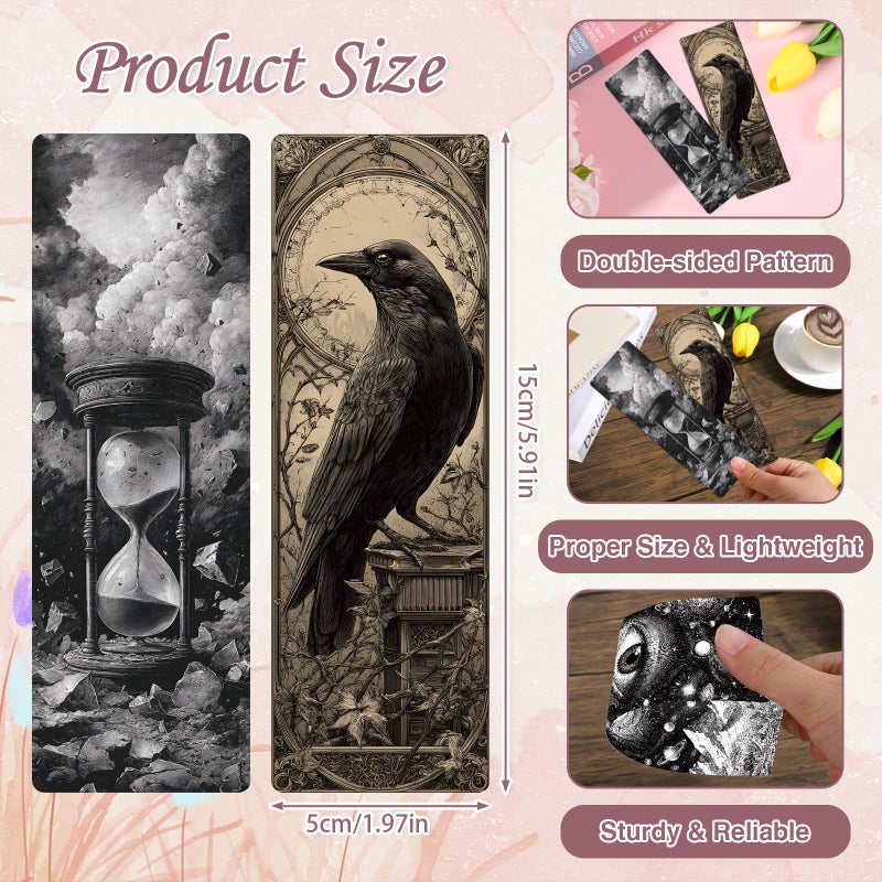Wxiben Dark Academia Bookmarks Gifts - 100 Pcs Vintage Gothic Book Mark Dark Romance Bookmark Skull Witchy Page Marker Clip Gifts for Women Men Book Lovers Students Teachers Bookish Reading - Image 2