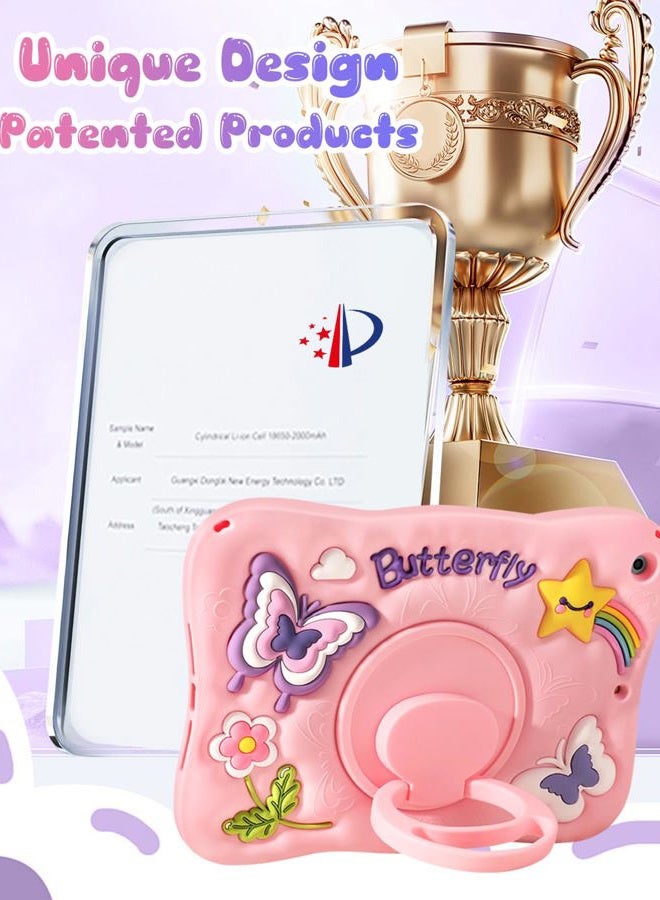 Kidcube for iPad 9th/8th/7th Generation Case 10.2 Inch - for Girls Cute Girly Kawaii 3D Butterfly Design Cover with Rotating Stand & Strap Unique Silicone Teens Women for iPad 9th/8th/7th Gen Case - Image 5