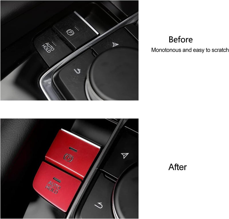 ANFOKAS لمازدا 3 CX-30 CX-50 غطاء وحدة التحكم المركزية للسيارة لوحة التروس غطاء زر مقبض ناقل الحركة زينة داخلية رياضية للسيارة - أحمر (8 قطع) تصميم متكامل - Image 4