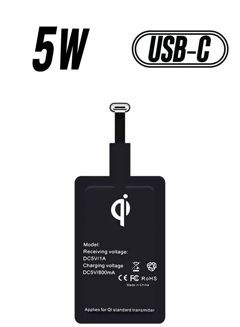 Type-C QI Wireless Charge Receiver Black - Image 1