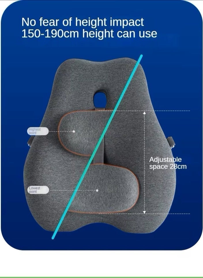 أساسيات 360 وسادة دعم للأسفل لكرسي المكتب، وسادة كرسي من الإسفنج الذكي لدعم الظهر لتخفيف آلام الظهر مع ظهر قابل للتعديل للسيارة وكرسي الكمبيوتر والكرسي المتحرك والكرسي المتحرك. - Image 5