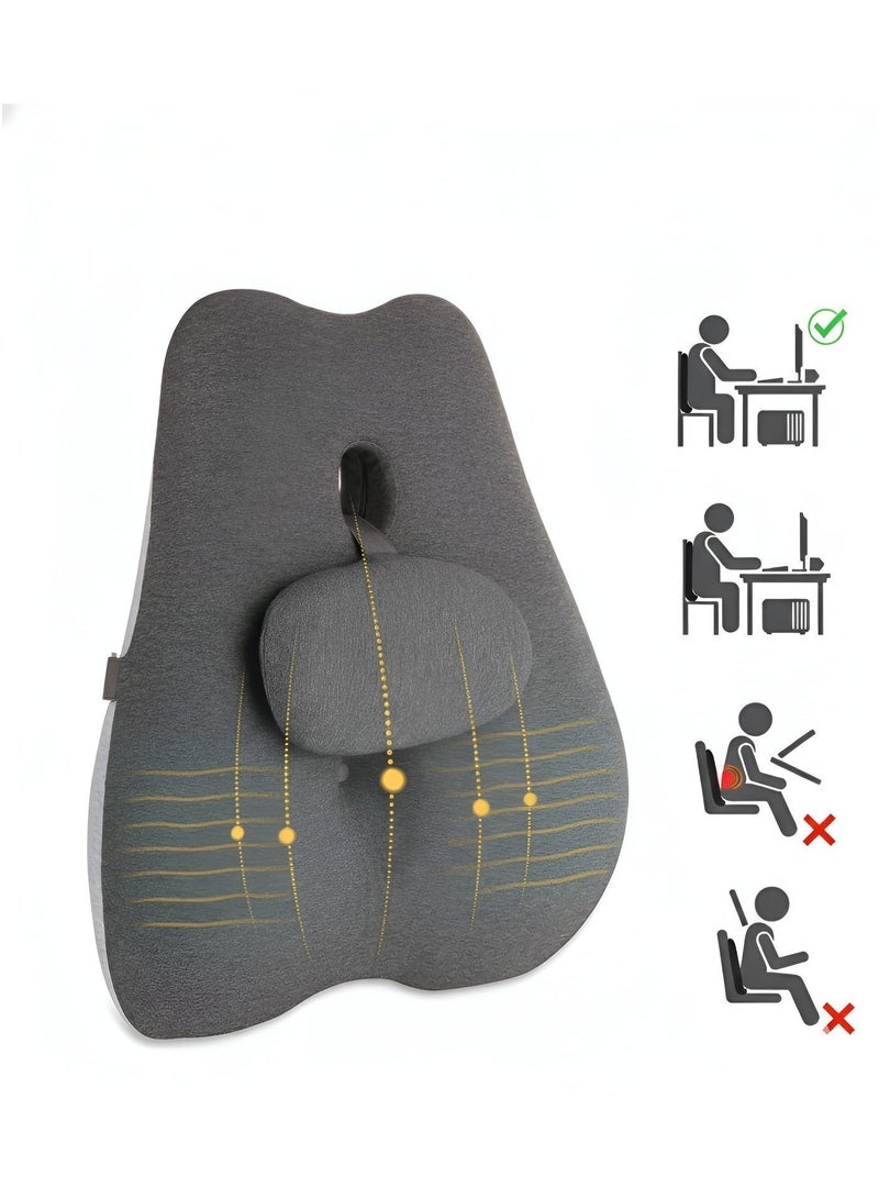 أساسيات 360 وسادة دعم للأسفل لكرسي المكتب، وسادة كرسي من الإسفنج الذكي لدعم الظهر لتخفيف آلام الظهر مع ظهر قابل للتعديل للسيارة وكرسي الكمبيوتر والكرسي المتحرك والكرسي المتحرك. - Image 2