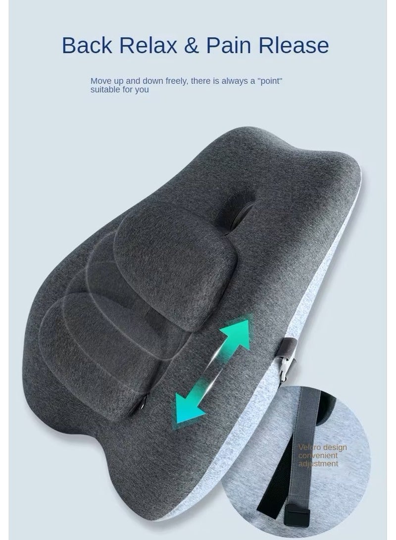 أساسيات 360 وسادة دعم للأسفل لكرسي المكتب، وسادة كرسي من الإسفنج الذكي لدعم الظهر لتخفيف آلام الظهر مع ظهر قابل للتعديل للسيارة وكرسي الكمبيوتر والكرسي المتحرك والكرسي المتحرك. - Image 3