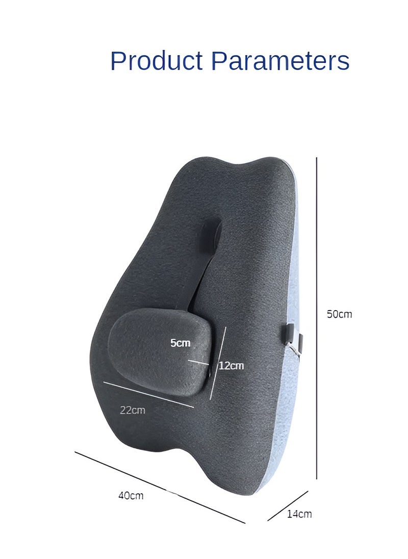 ESSENTIALS 360 - Lumber Support Pillow for Office Chair Memory Foam Chair Cushion Back Support Chair to Relieve Back Pain with Adjustable Back for Car, Computer Chair, Wheelchair and Recliner. - Image 1
