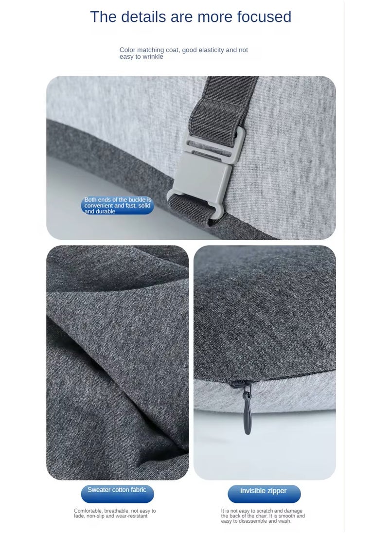 ESSENTIALS 360 - Lumber Support Pillow for Office Chair Memory Foam Chair Cushion Back Support Chair to Relieve Back Pain with Adjustable Back for Car, Computer Chair, Wheelchair and Recliner. - Image 1