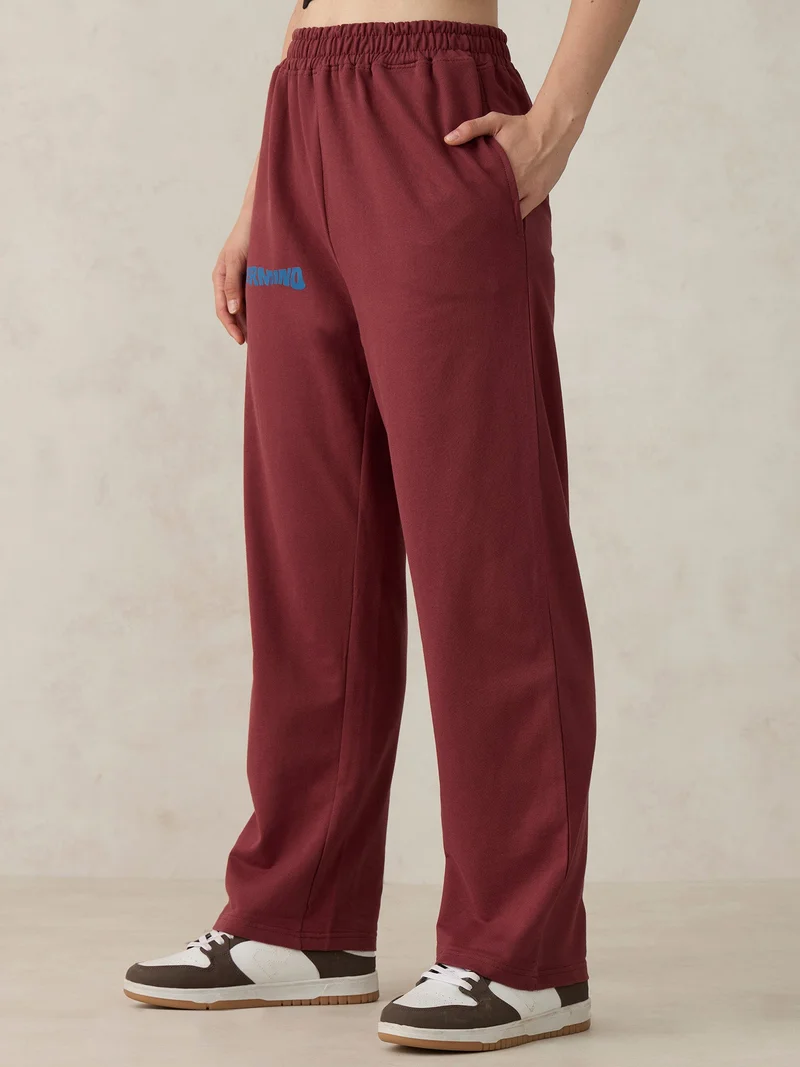 Outzidr  Brown V Waistband Sweatpants for Women | Best Price UAE