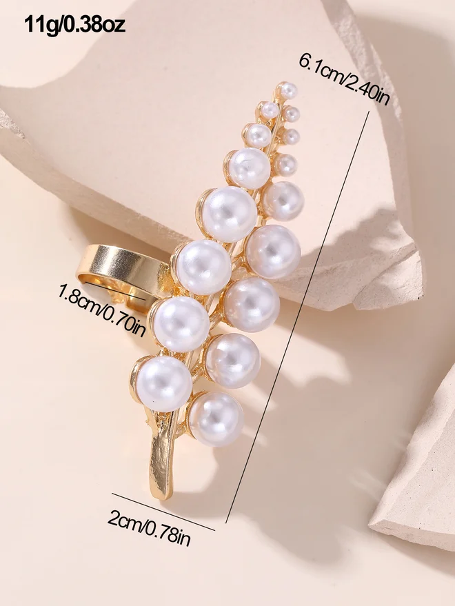 Take Two Take Two Embellished Faux Pearl Leaf Ring
