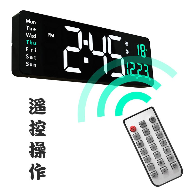 16 Inch Large Screen Function Display Clock Nordic Digital Clock Simple Living Room Wall Clock Led Wall Clock 6626 - Image 4