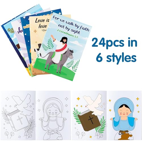 ANGOLIO 24PCS Christian Bible Coloring Books for Kids Easter Gifts Coloring Books Verse Drawing Supplies for Sunday School Classroom Rewards Goodies Bag Birthday Party Favor Valentine's Day Gift - Image 3