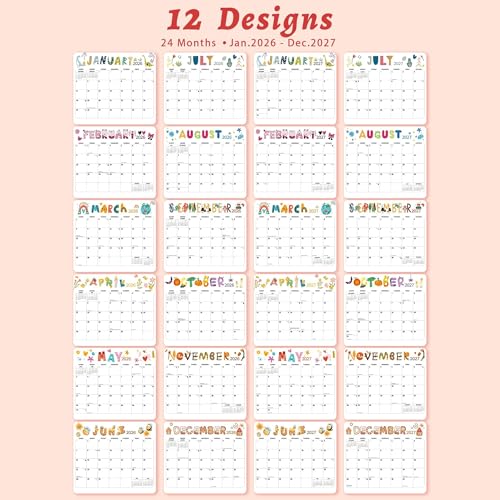 windrio 2026 Magnetic Calendar for Refrigerator 24 Month 13 x 11.4 Inch from January 2026 to December 2027, Fridge Wall Monthly Magnet Calendar Planner, Season and Holidays Decor for Home Easy Organizing - Image 3