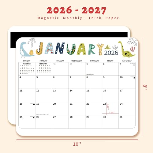 windrio 2026 Magnetic Calendar for Refrigerator 24 Month 13 x 11.4 Inch from January 2026 to December 2027, Fridge Wall Monthly Magnet Calendar Planner, Season and Holidays Decor for Home Easy Organizing - Image 2