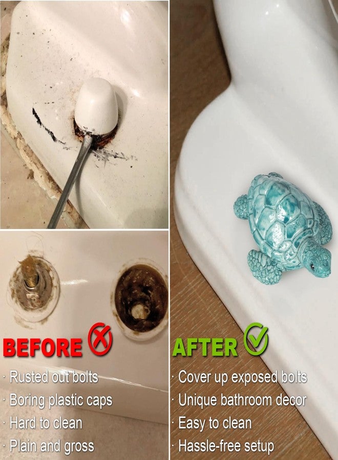 YLOVAN Turtle Toilet Bolt Covers Decorative Toilet Knob Covers for Bottom of Toilet, Toilet Screw Cover Caps Sea Turtle Toilet Bolt Caps Coastal Decor Home Beach House Decor Bathroom, Easy to Install 2pcs - Image 3
