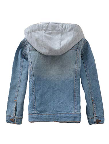 Mallimoda Kids Boys Girls Hooded Denim Jacket Zipper Coat Outerwear Style 2 Blue 11-12 Years - Image 3