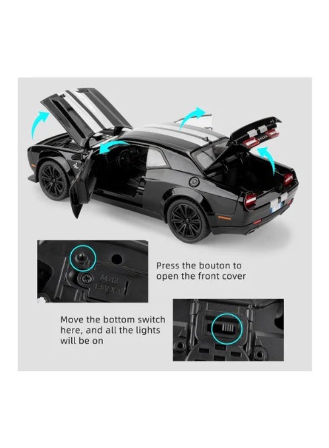 دودج Dodge Challenger SRT Hellcat D.98XN 1:24 Diecast Model 01 Pcs Assorted – Muscle Car with Light & Sound - Image 3