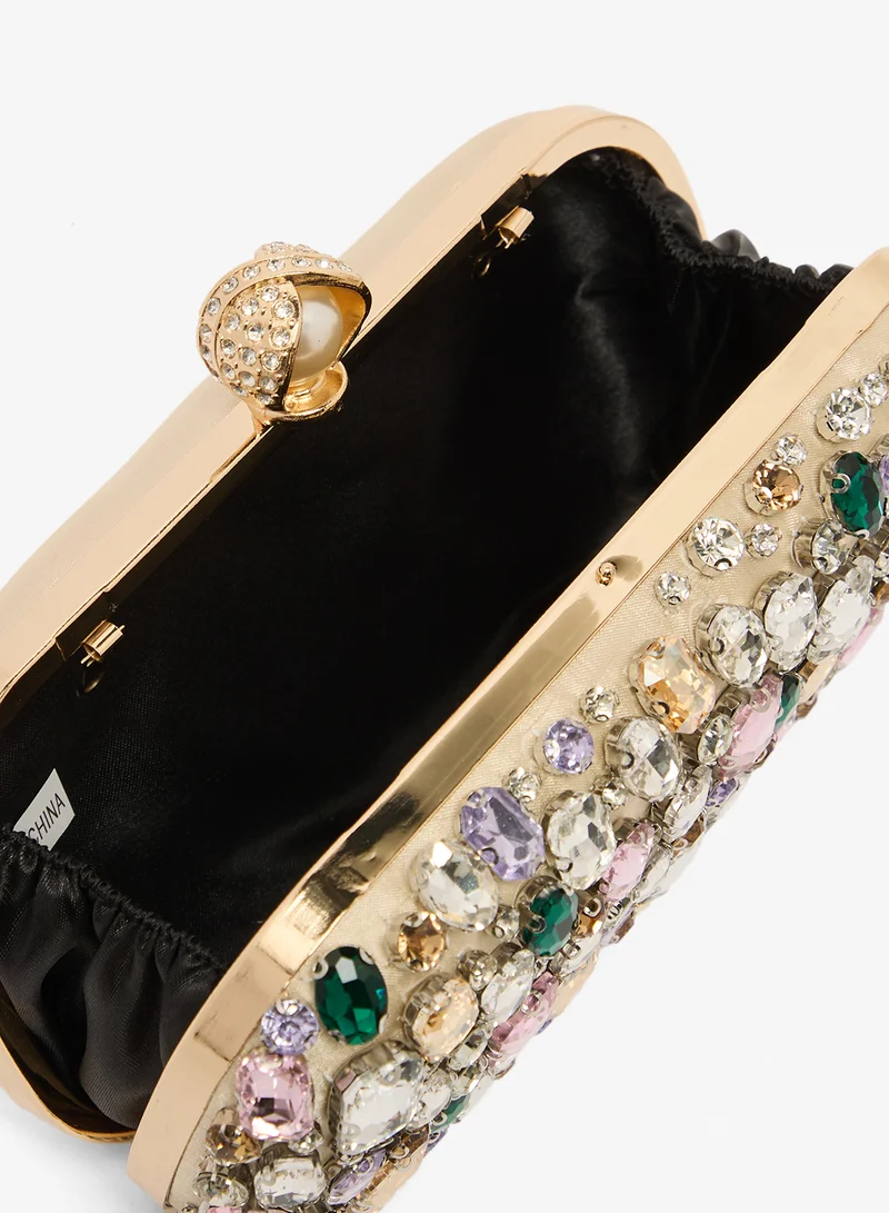 خزانة حقيبة مرصعة بالألماس متعددة الألوان