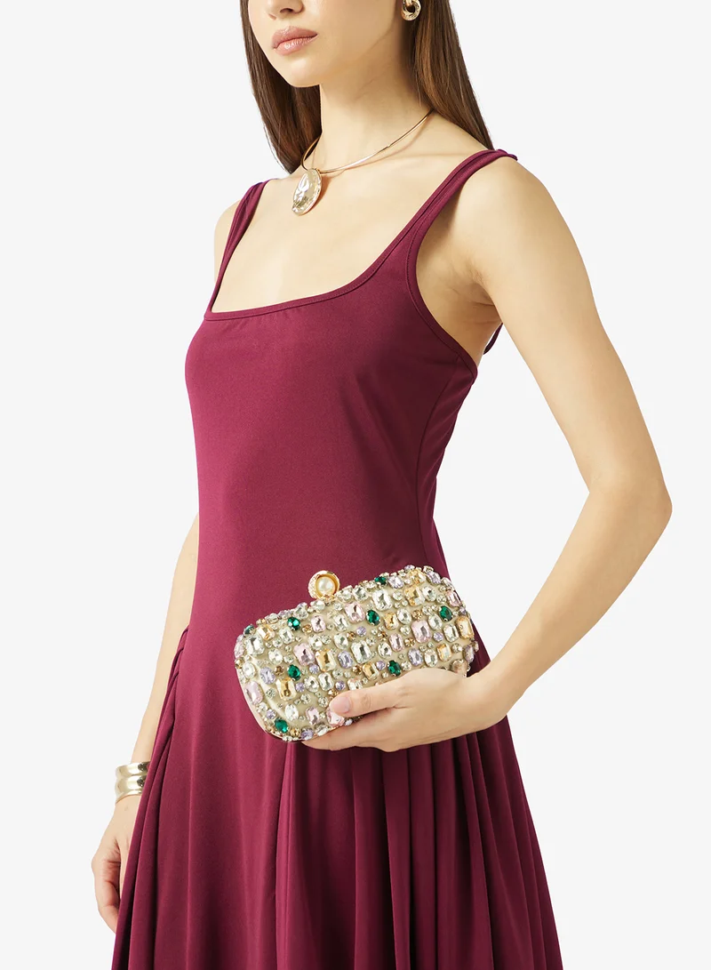 خزانة حقيبة مرصعة بالألماس متعددة الألوان